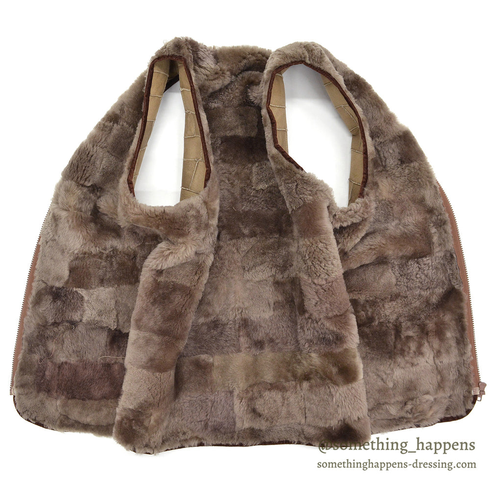 ~1980's OLD RANDOM PATCHWORK SHEARLING VEST...