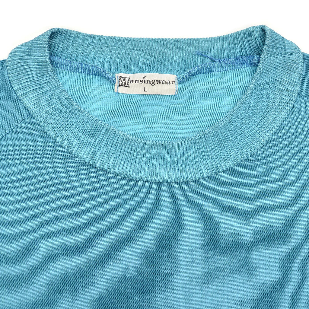 1960s~ MUNSINGWEAR TURQUOISE JERSEY KNIT T-SHIRT ... L