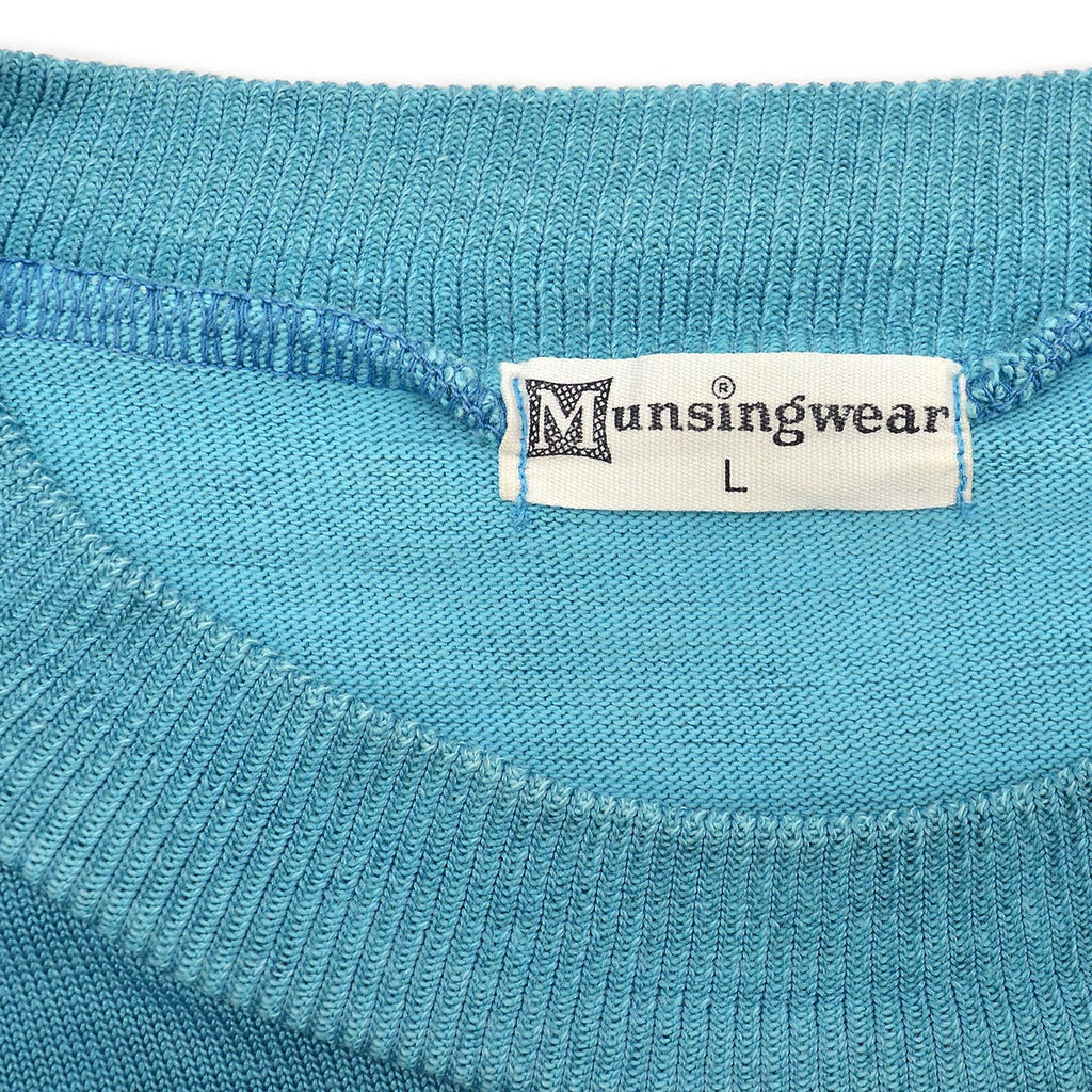 1960s~ MUNSINGWEAR TURQUOISE JERSEY KNIT T-SHIRT ... L
