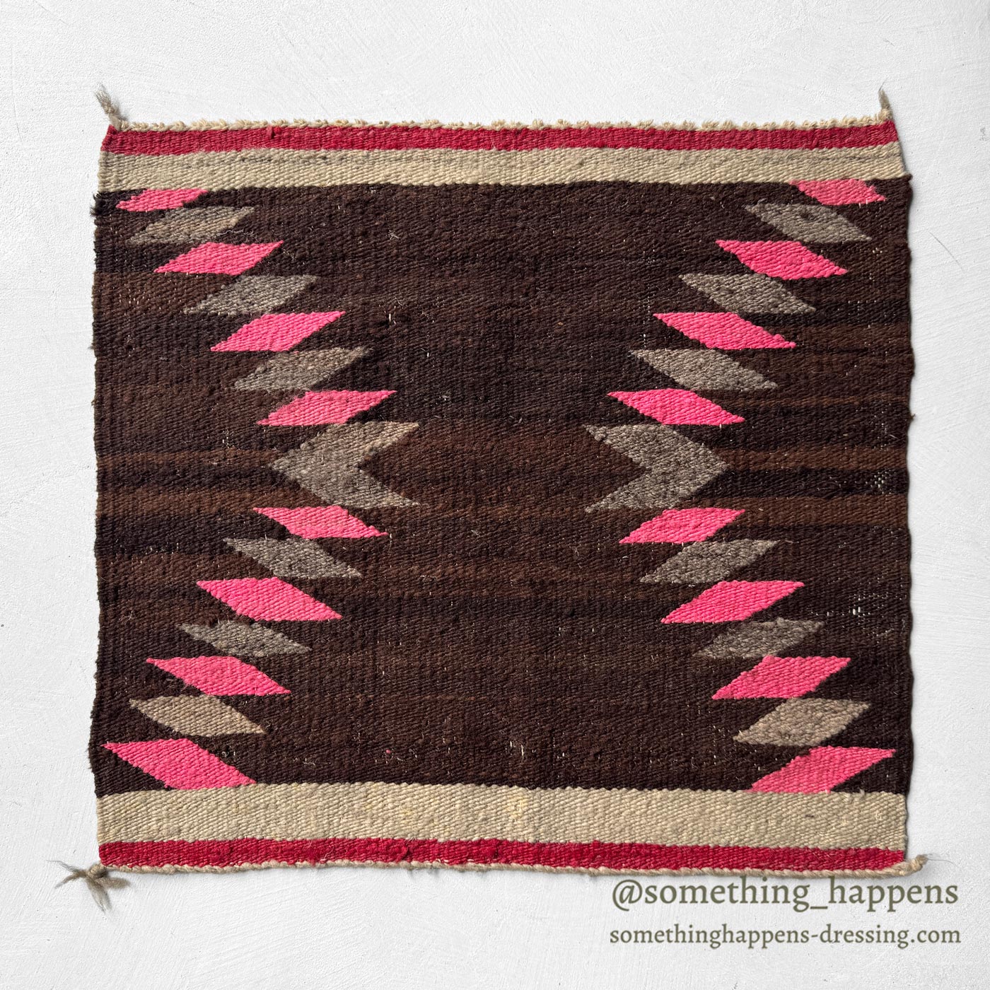 c.1940 NAVAJO RUG PINK DIAMONDS / SINGLE SADDLE BLANKET ...