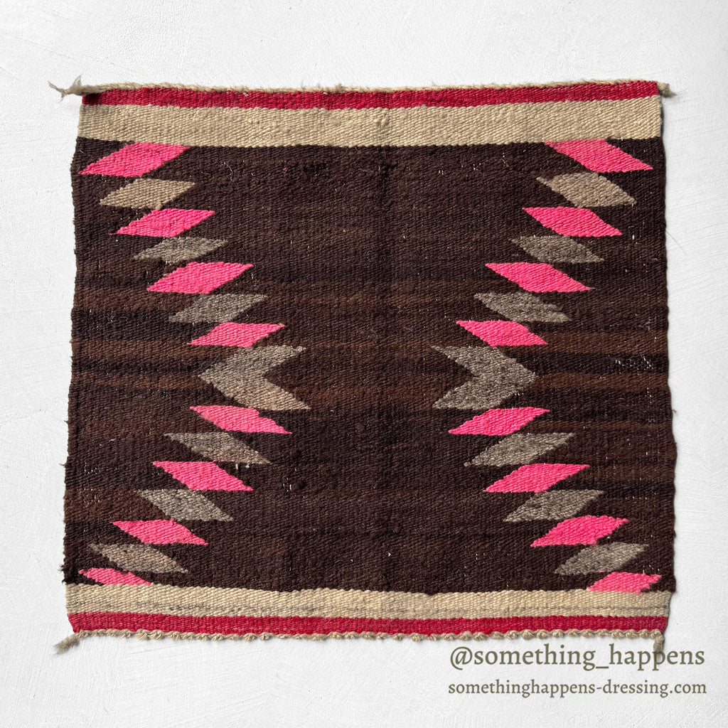 c.1940 NAVAJO RUG PINK DIAMONDS / SINGLE SADDLE BLANKET ...
