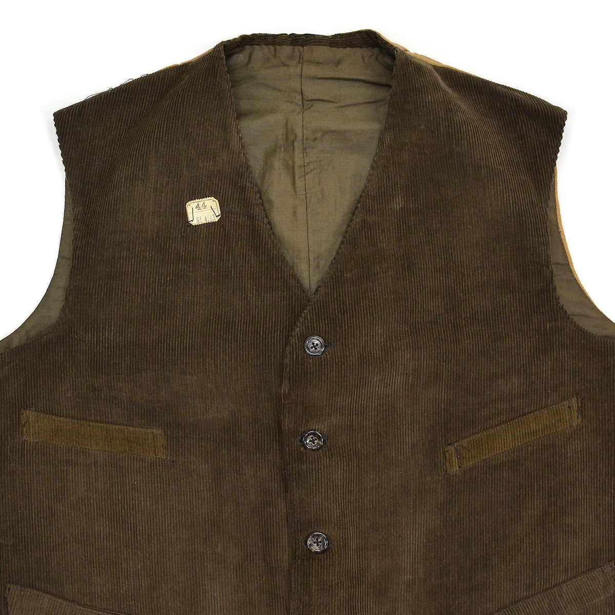 c.1930s DEADSTOCK DARK BROWN CORDUROY WORK VEST / BUCKLE-BACK ... 44