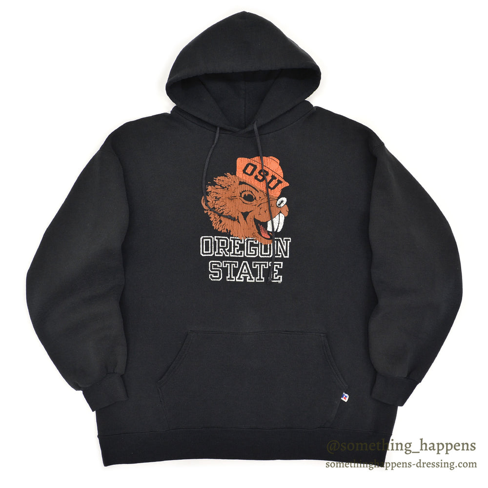 1990s RUSSELL ATHLETIC OSU PRINT SWEAT PARKA / BLACK ... XXL