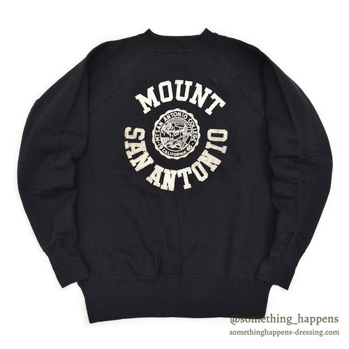 1960's DEADSTOCK PACIFIC ATHLETIC CO FLOCK PRINT SWEAT SHIRT / BLACK ... L