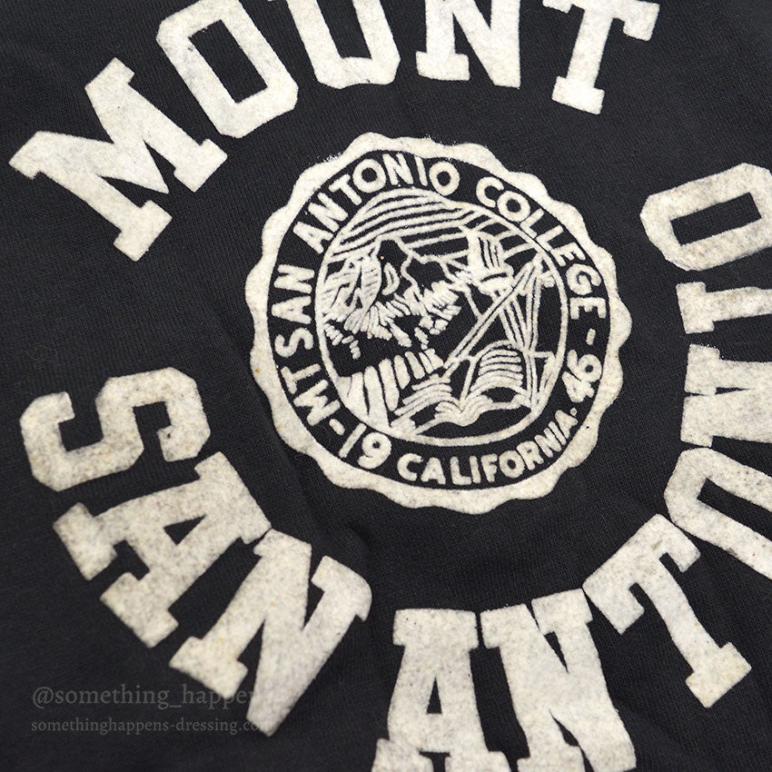 1960's DEADSTOCK PACIFIC ATHLETIC CO FLOCK PRINT SWEAT SHIRT / BLACK ... L
