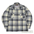 ~1960's PENDLETON GRAY PLAID WOOL SHIRT / RARE TAG...