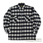 1980's PINE HILL CPO BLACK / GRAY PLAID SHIRT ... L