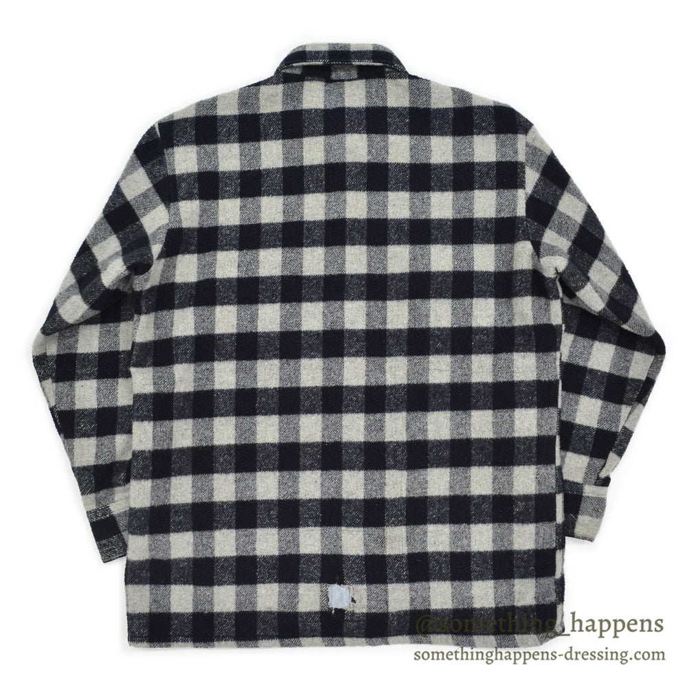 1980's PINE HILL CPO BLACK / GRAY PLAID SHIRT... L