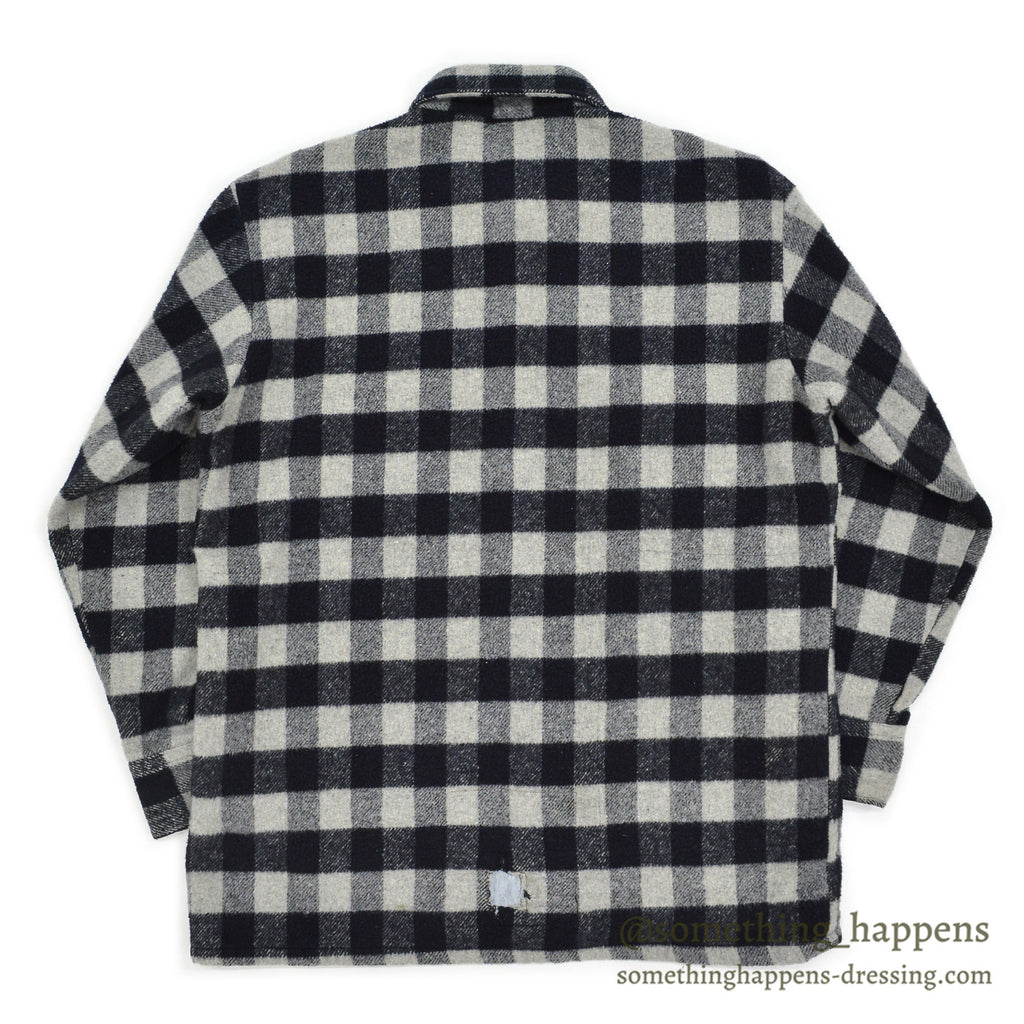 1980's PINE HILL CPO BLACK / GRAY PLAID SHIRT ... L