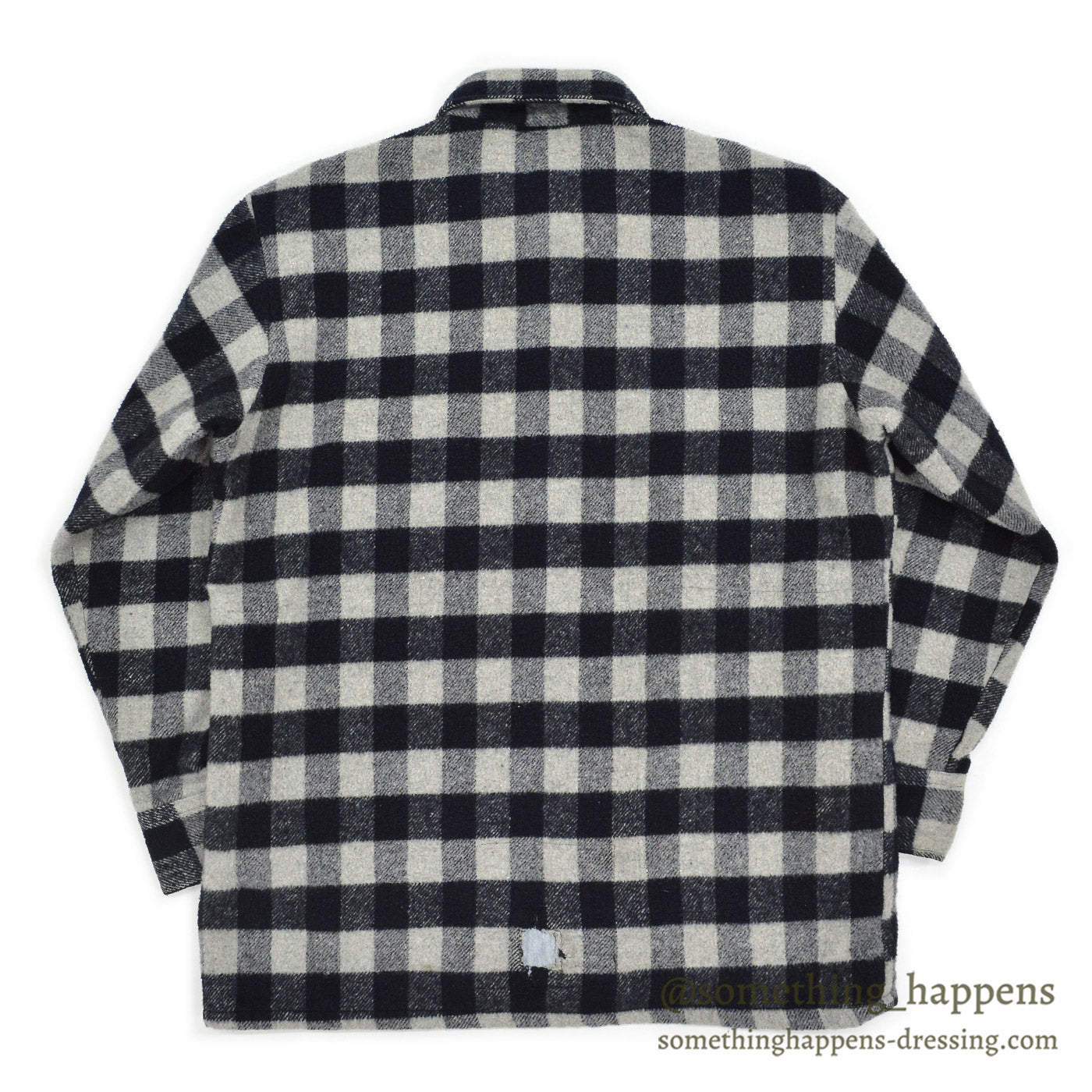 1980's PINE HILL CPO BLACK / GRAY PLAID SHIRT ... L