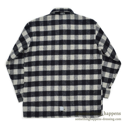 1980's PINE HILL CPO BLACK / GRAY PLAID SHIRT... L