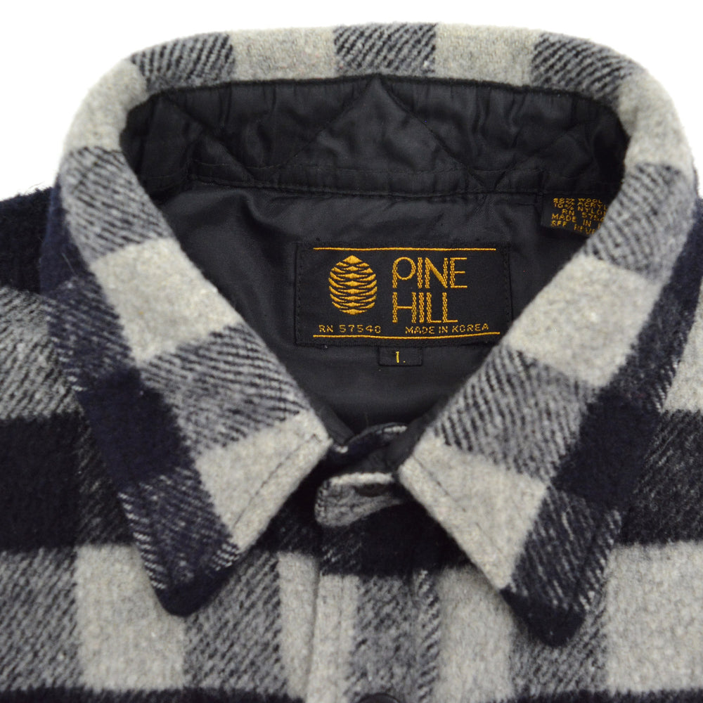 1980's PINE HILL CPO BLACK / GRAY PLAID SHIRT... L