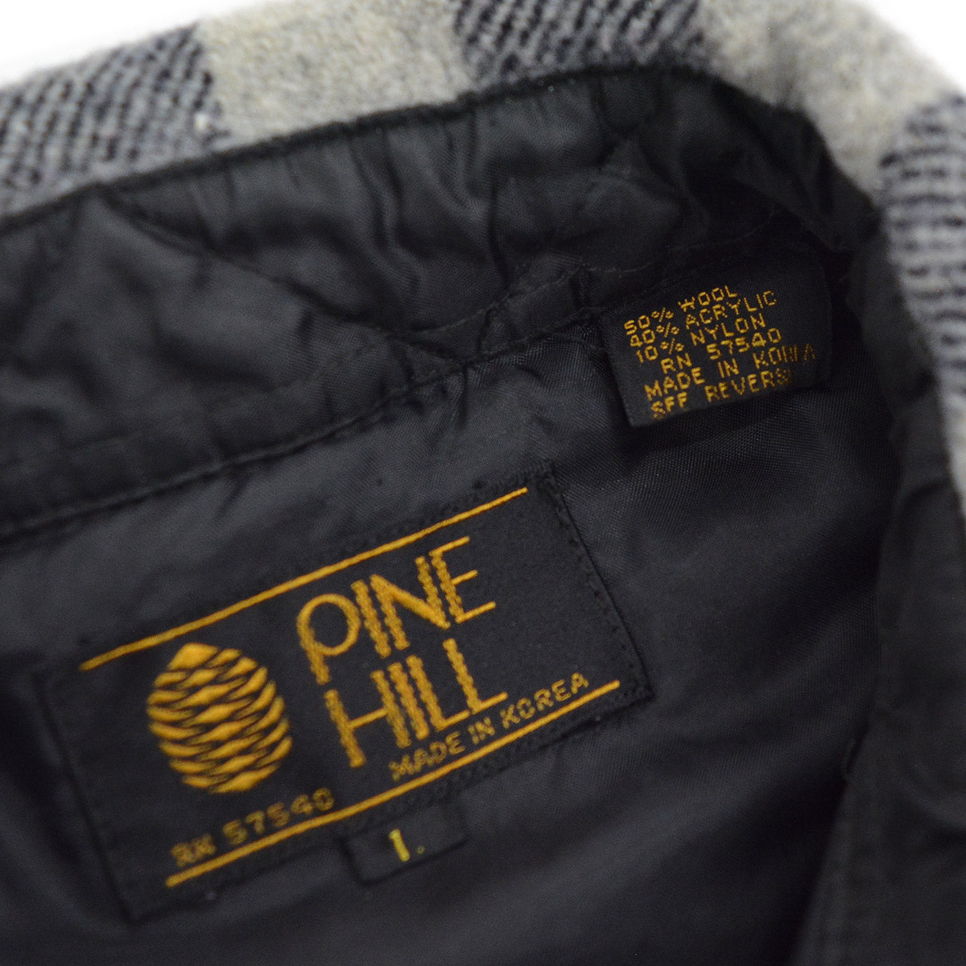 1980's PINE HILL CPO BLACK / GRAY PLAID SHIRT ... L