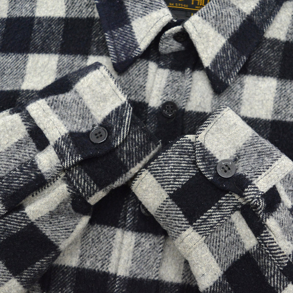 1980's PINE HILL CPO BLACK / GRAY PLAID SHIRT... L