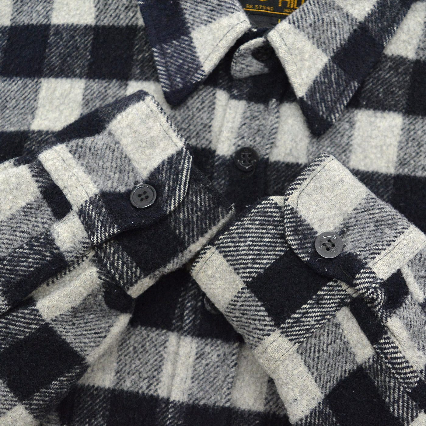 1980's PINE HILL CPO BLACK / GRAY PLAID SHIRT ... L