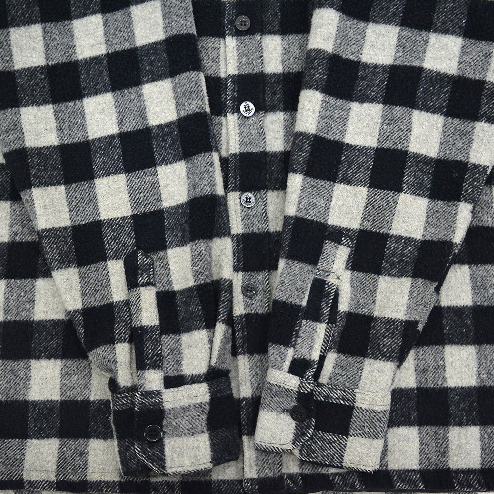1980's PINE HILL CPO BLACK / GRAY PLAID SHIRT... L