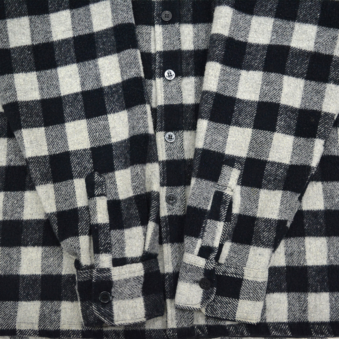 1980's PINE HILL CPO BLACK / GRAY PLAID SHIRT ... L