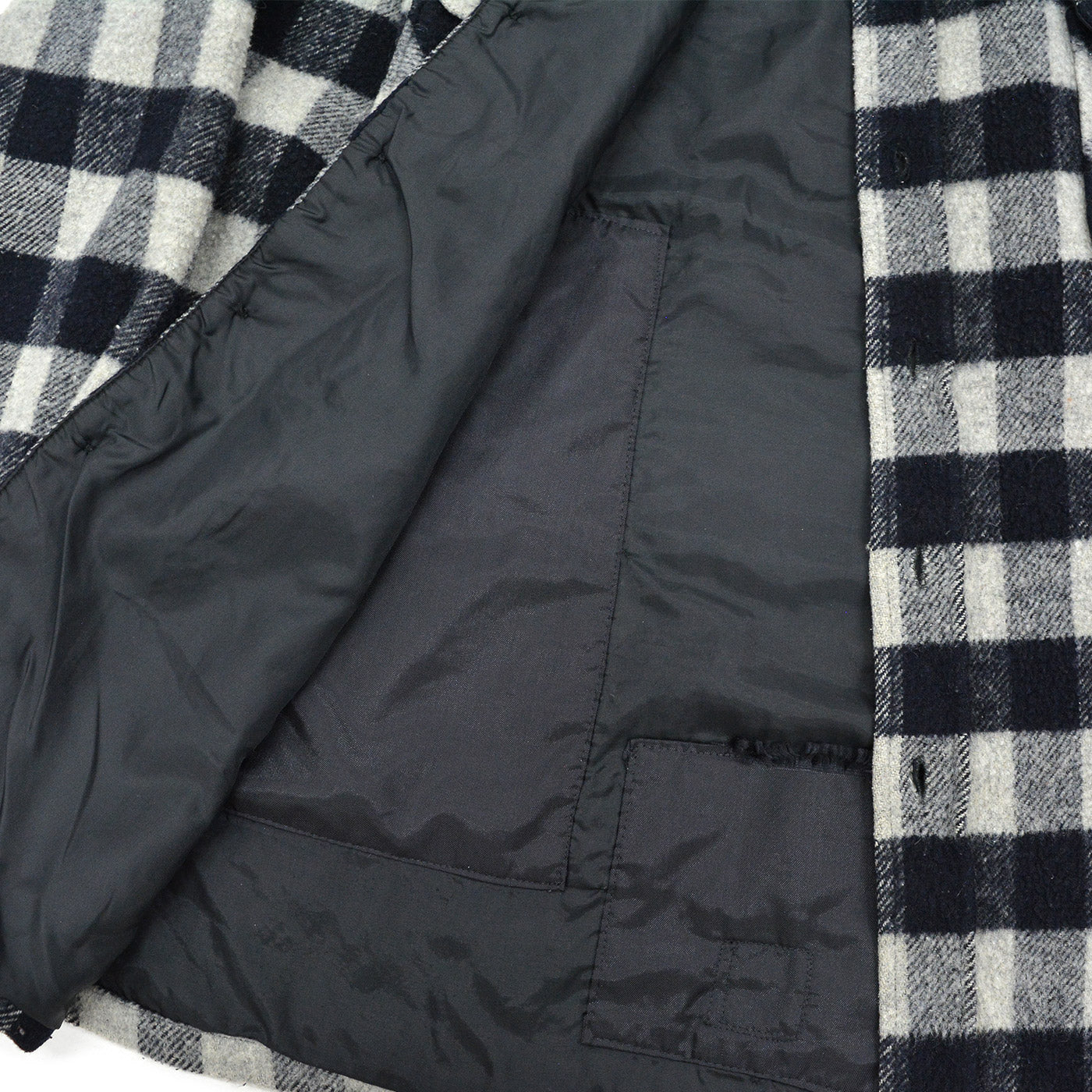 1980's PINE HILL CPO BLACK / GRAY PLAID SHIRT ... L
