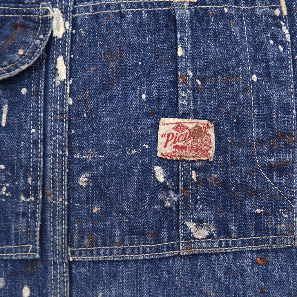 1940s PIONEER PAINT SPLATTER DENIM OVERALL ... W39