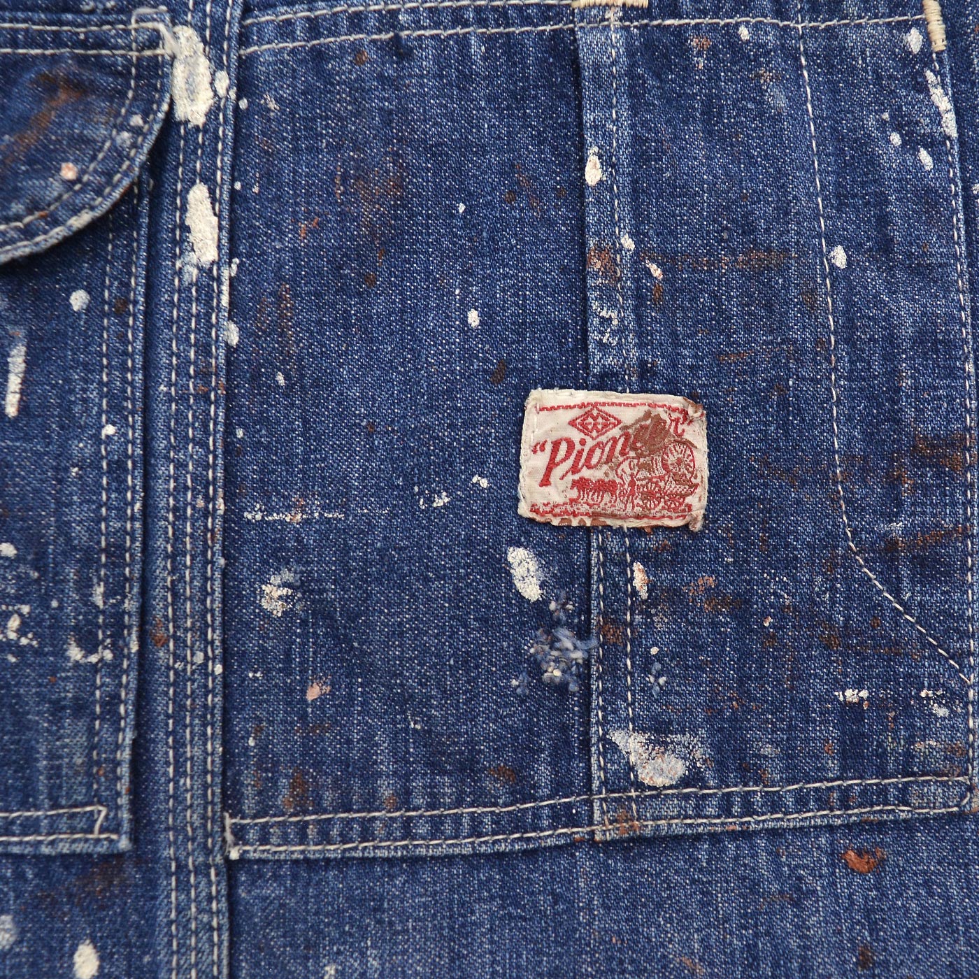 1940s PIONEER PAINT SPLATTER DENIM OVERALL ... W39