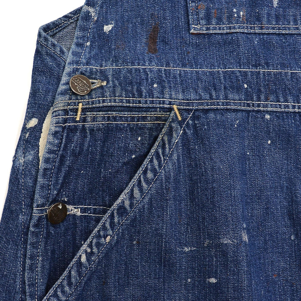 1940s PIONEER PAINT SPLATTER DENIM OVERALL ... W39