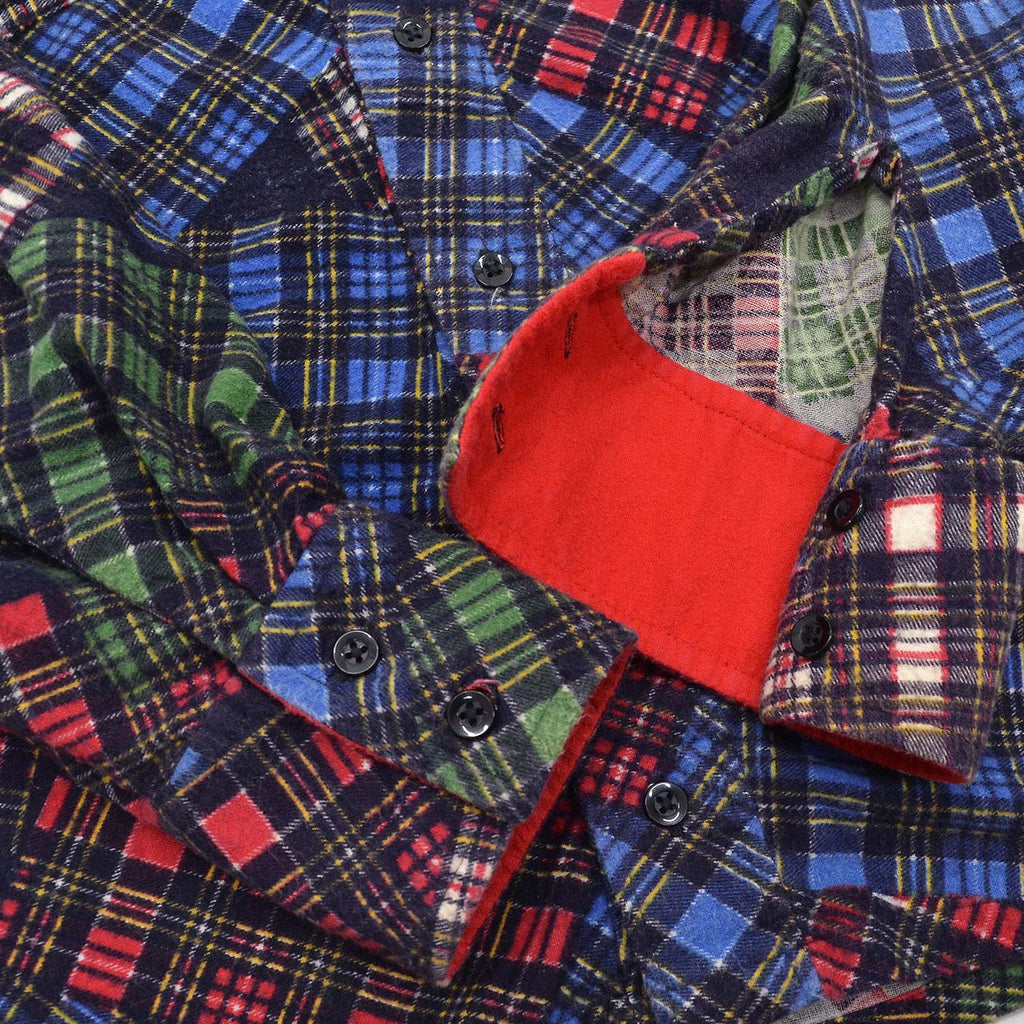 1980's UNKNOWN PRINT PATCHWORK FLANNEL WESTERN SHIRT...
