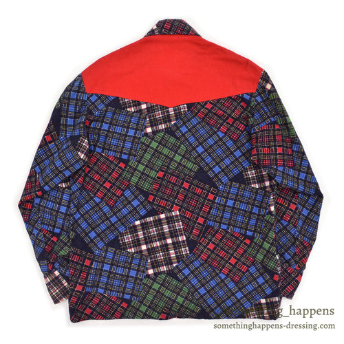 1980's UNKNOWN PRINT PATCHWORK FLANNEL WESTERN SHIRT...