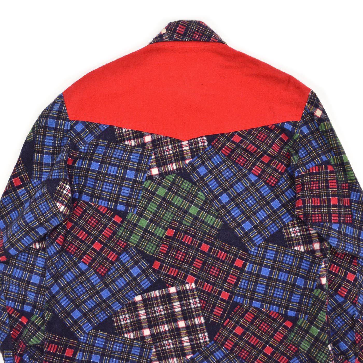 1980's UNKNOWN PRINT PATCHWORK FLANNEL WESTERN SHIRT...