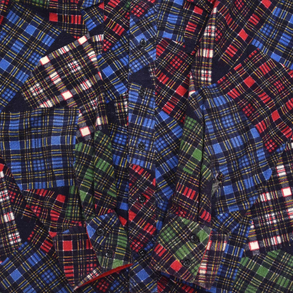 1980's UNKNOWN PRINT PATCHWORK FLANNEL WESTERN SHIRT...