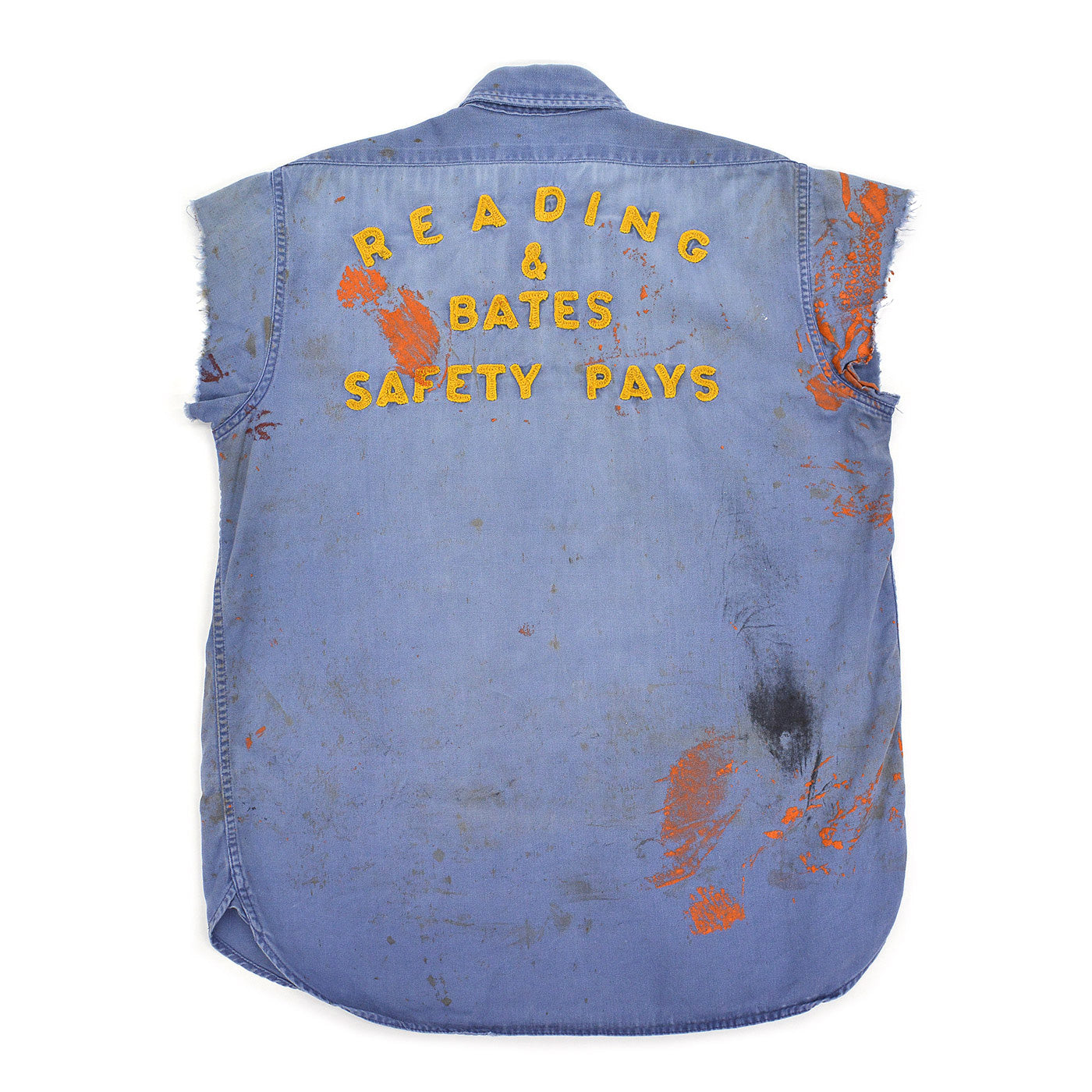 60's READING & BATES SAFETY PAYS CHAIN STITCH WORK SHIRT / CUT-OFF ...