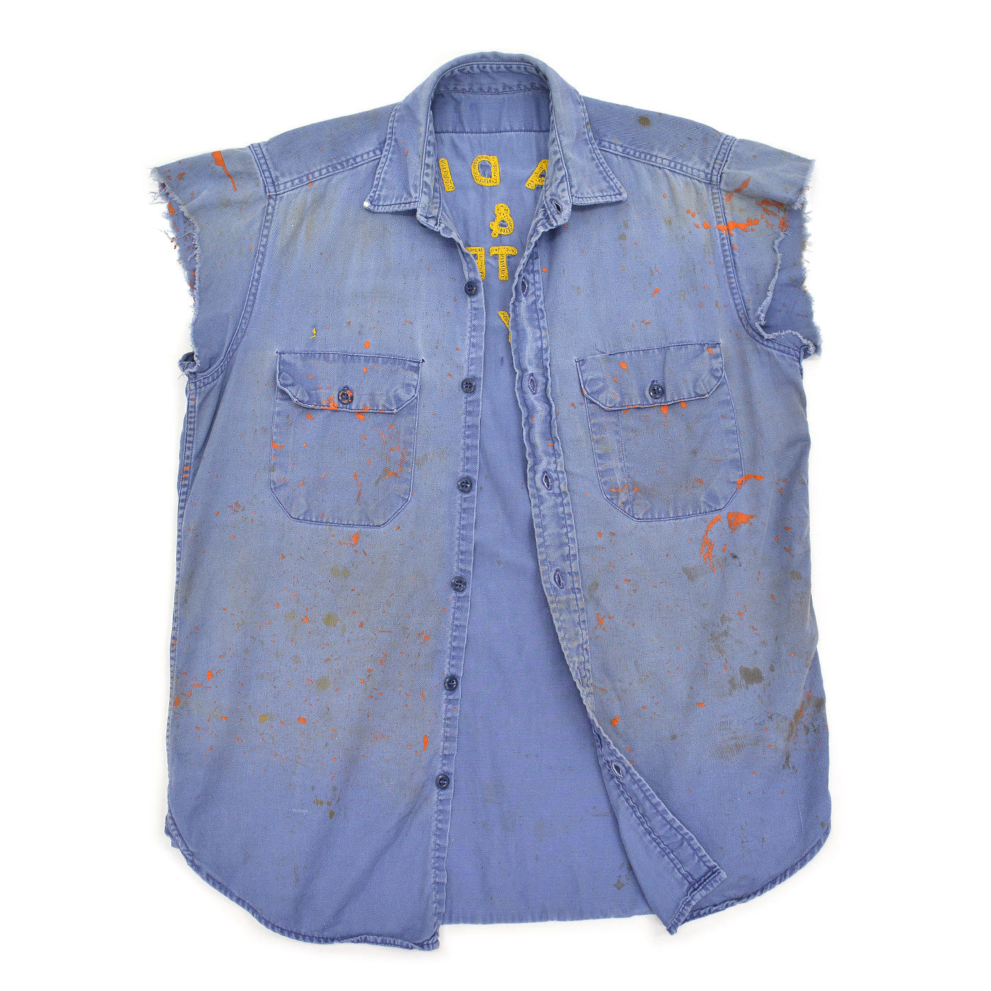 60's READING & BATES SAFETY PAYS CHAIN STITCH WORK SHIRT / CUT-OFF ...