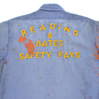 60's READING & BATES SAFETY PAYS CHAIN STITCH WORK SHIRT / CUT-OFF ...