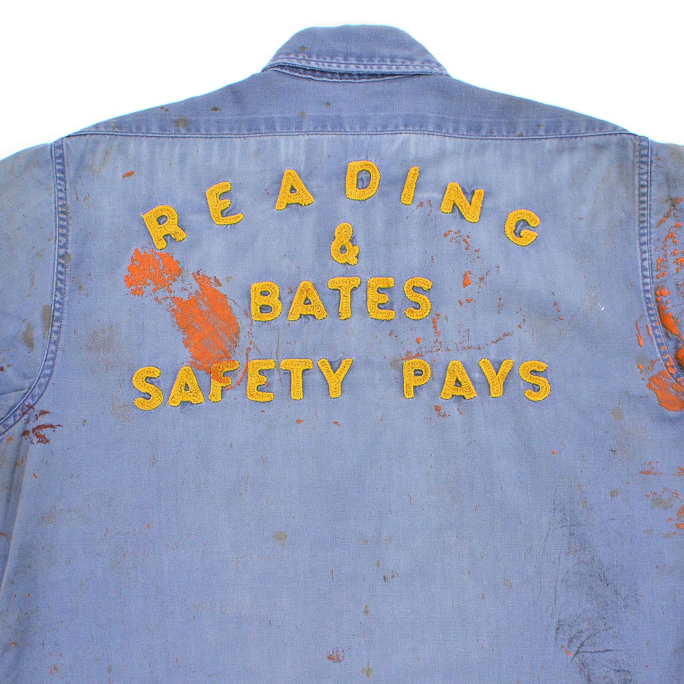 60's READING & BATES SAFETY PAYS CHAIN STITCH WORK SHIRT / CUT-OFF ...