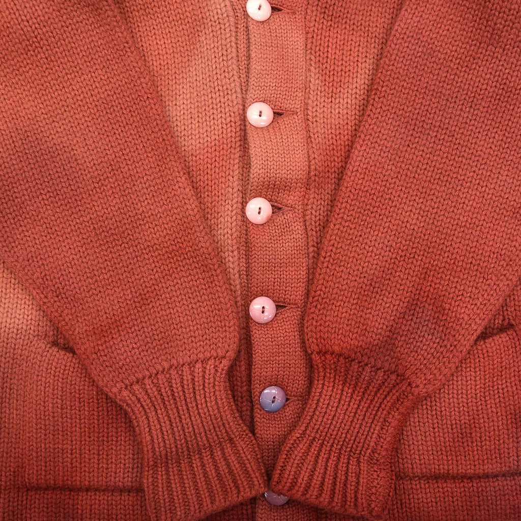 1940's~ UNKNOWN WOOL KNIT CARDIGAN / FADED ...