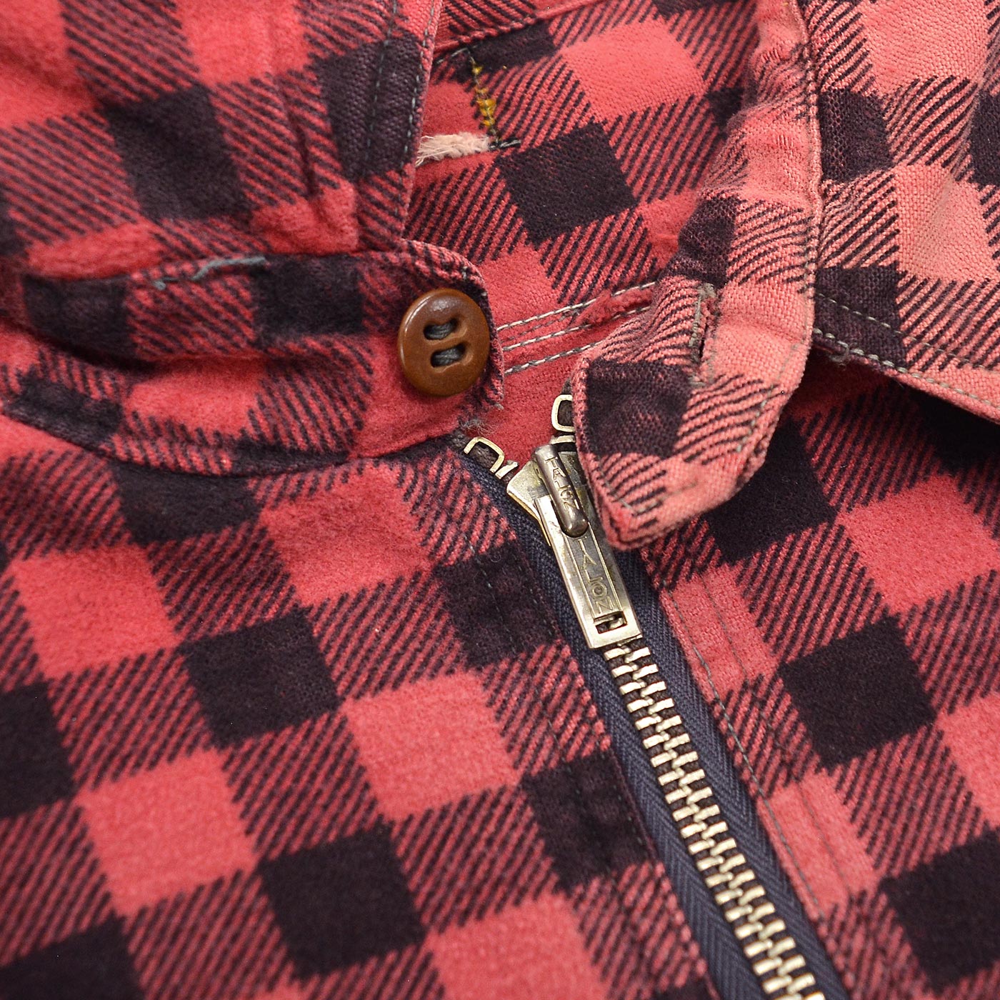 1930's~ OLD FADED COTTON HALF-ZIP FLANNEL SHIRT ...