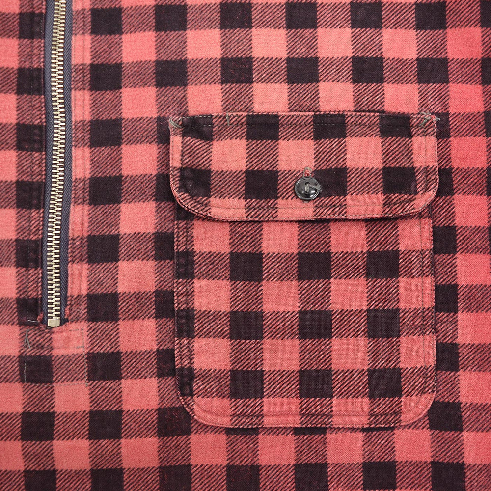 1930s~ OLD FADED COTTON HALF-ZIP FLANNEL SHIRT ...