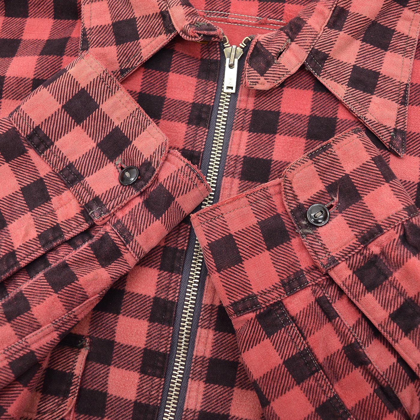 1930's~ OLD FADED COTTON HALF-ZIP FLANNEL SHIRT ...