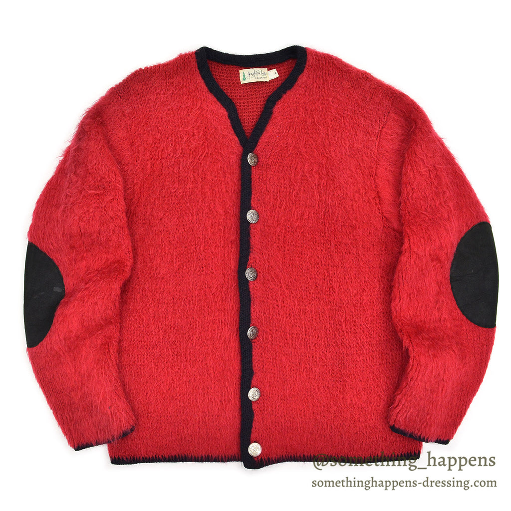1960's FASHION BAR RED MOHAIR CARDIGAN...L
