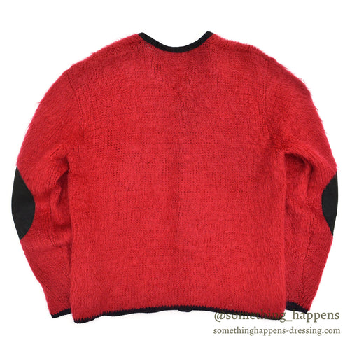 1960's FASHION BAR RED MOHAIR CARDIGAN...L