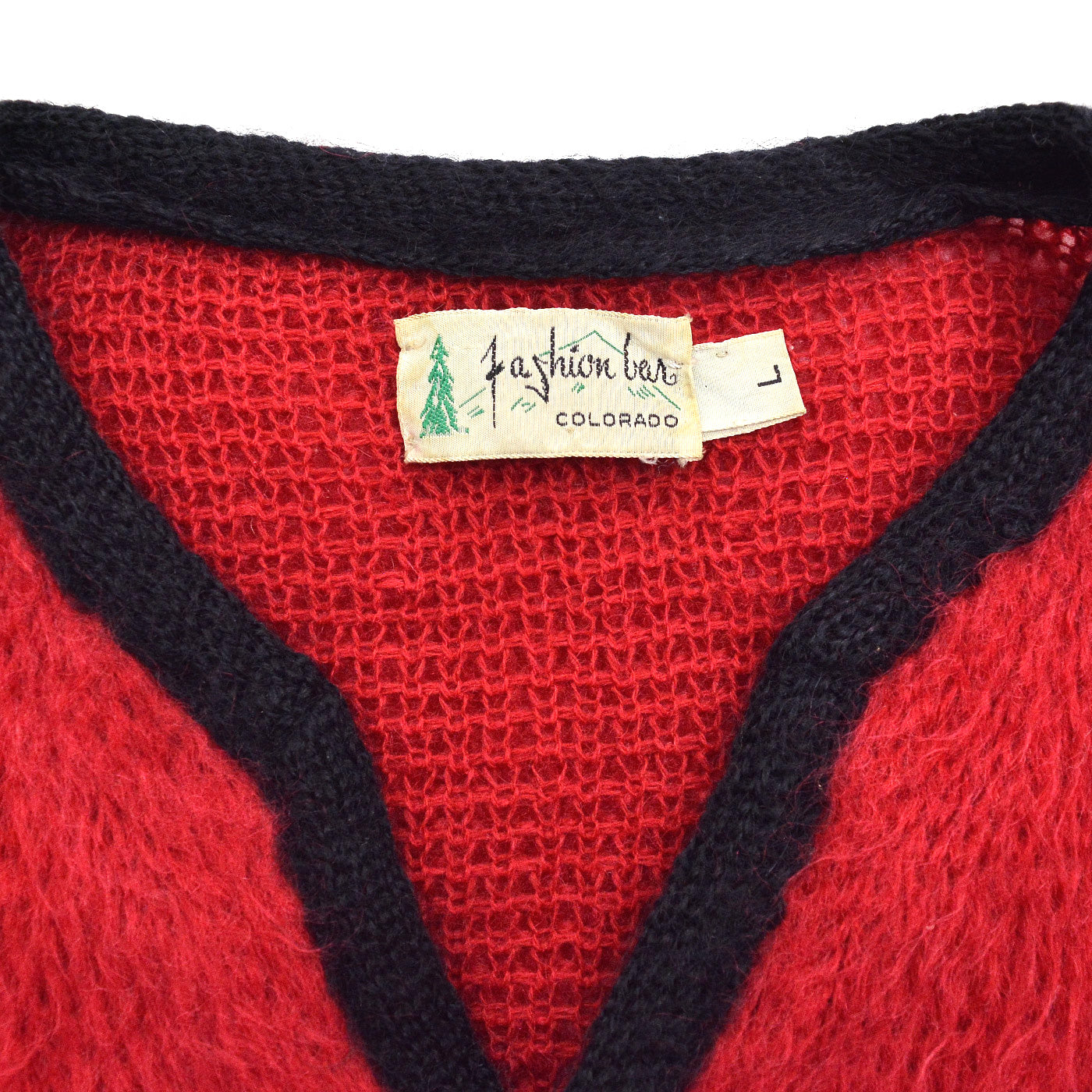 1960's FASHION BAR RED MOHAIR CARDIGAN...L