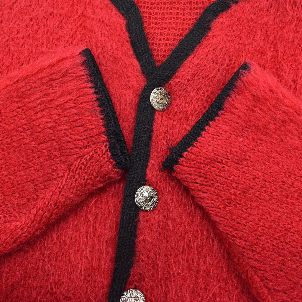 1960's FASHION BAR RED MOHAIR CARDIGAN...L
