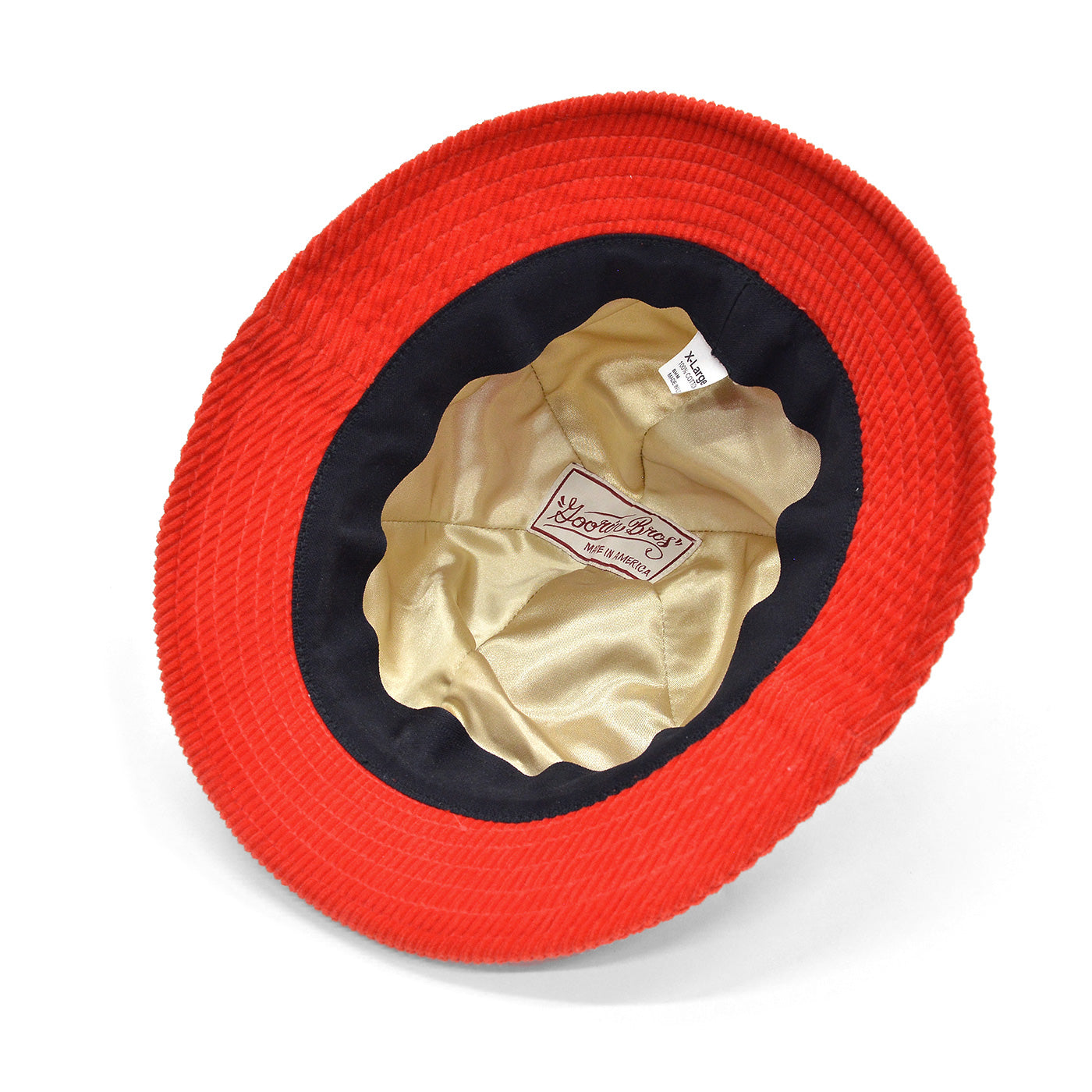 DEADSTOCK GOORIN BROS RED / WHITE PANEL CORDUROY HAT ... XL