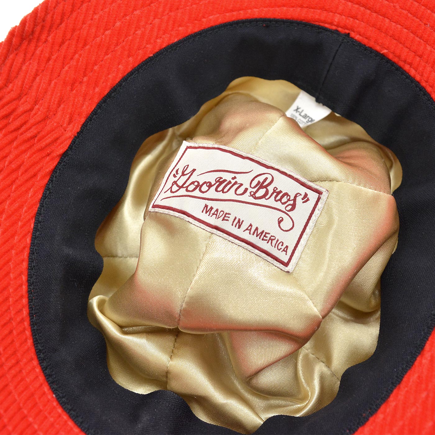 DEADSTOCK GOORIN BROS RED / WHITE PANEL CORDUROY HAT ... XL