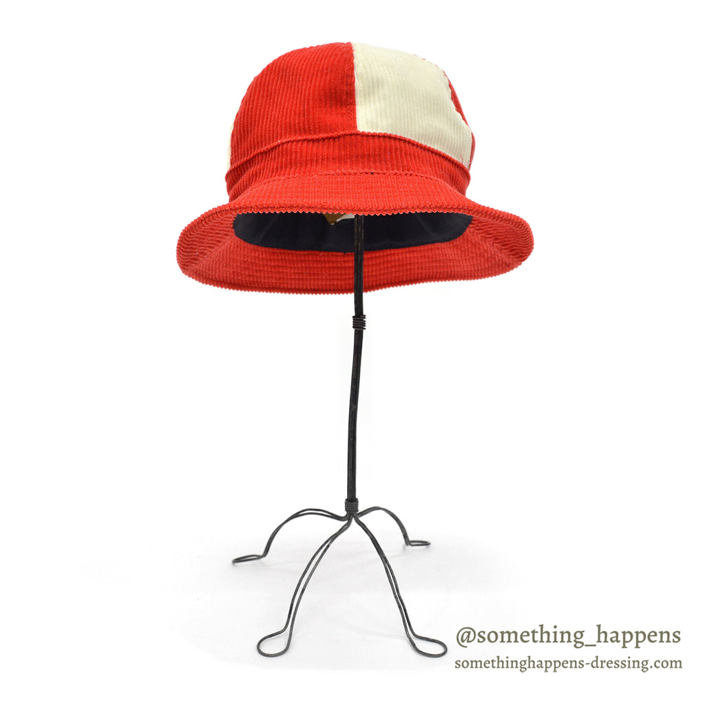 DEADSTOCK GOORIN BROS RED / WHITE PANEL CORDUROY HAT ... XL