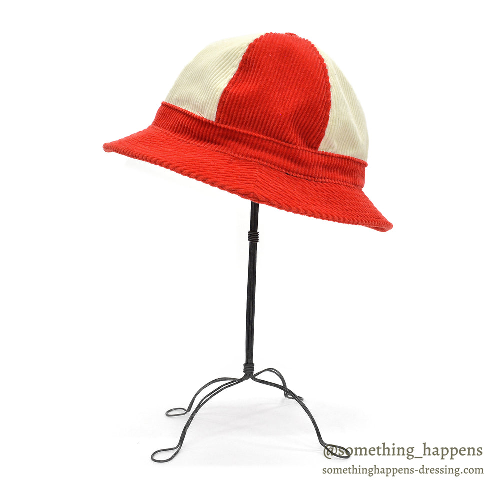 DEADSTOCK GOORIN BROS RED / WHITE PANEL CORDUROY HAT... XL