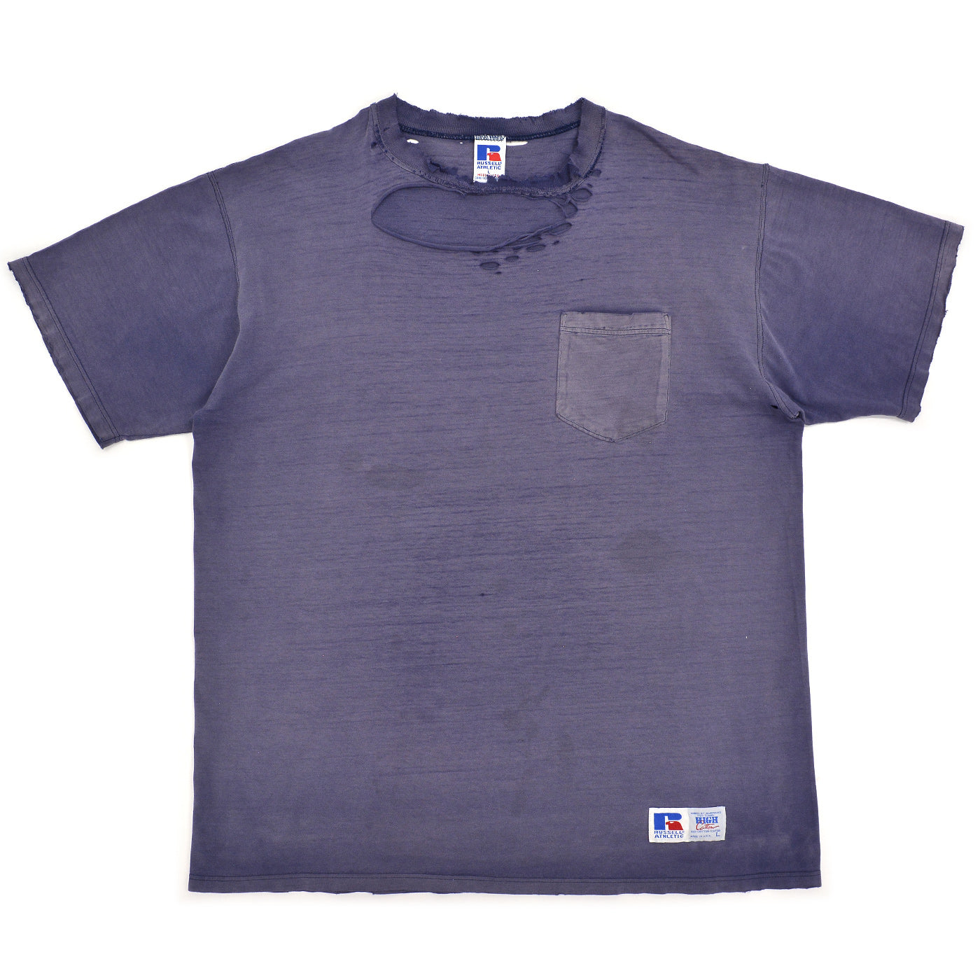 1990's RUSSELL ATHLETIC FADED DISTRESSED POCKET T-SHIRT /HIGH COTTON ... L