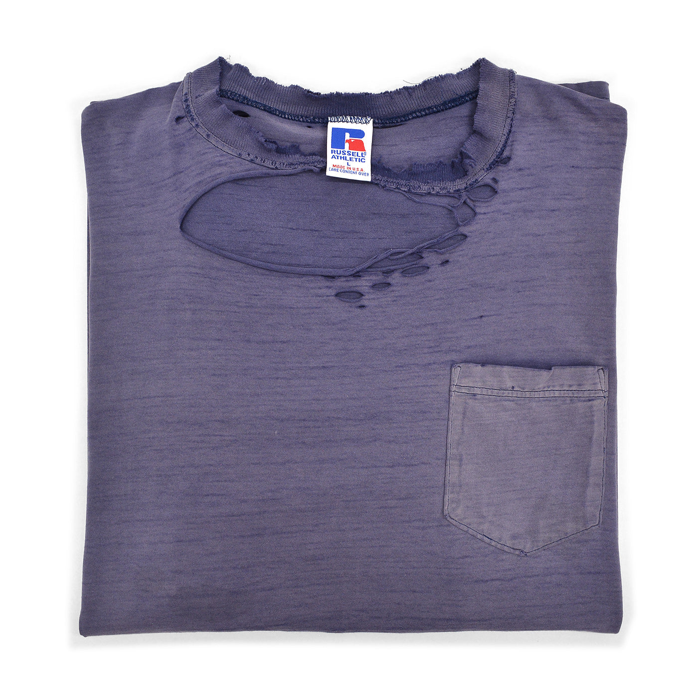 1990's RUSSELL ATHLETIC FADED DISTRESSED POCKET T-SHIRT /HIGH COTTON ... L