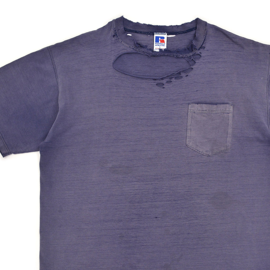 1990's RUSSELL ATHLETIC FADED DISTRESSED POCKET T-SHIRT /HIGH COTTON ... L
