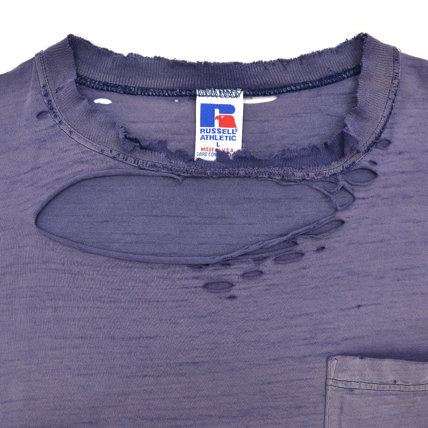 1990's RUSSELL ATHLETIC FADED DISTRESSED POCKET T-SHIRT /HIGH COTTON ... L