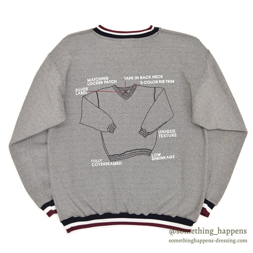 1990s DEADSTOCK RUSSELL ATHLETIC TWEED FLEECE SWEATSHIRT / SAMPLE PRINT ... L